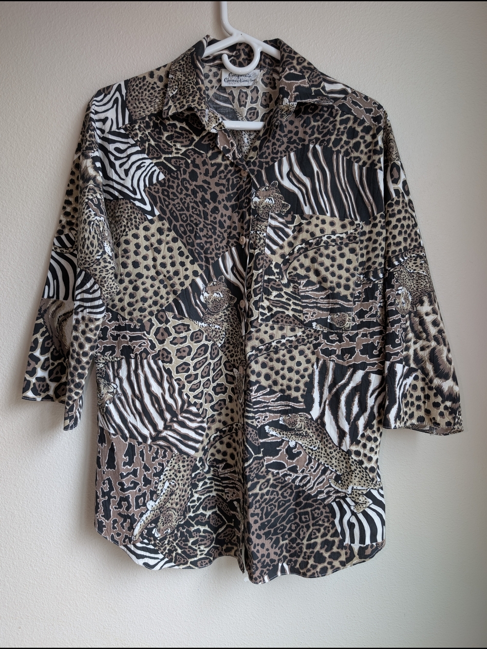 Vintage California Connection Inc Animal Print Button Down Shirt Women's Small